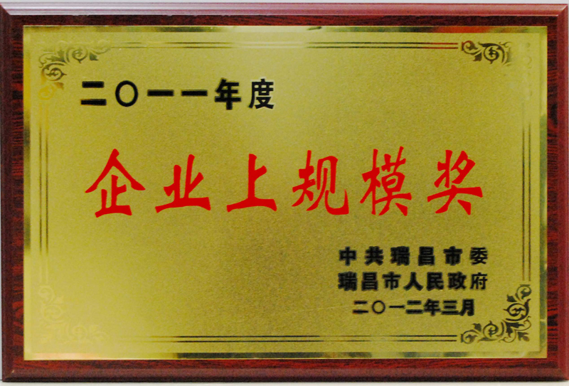 企業上規模獎(江西亞東) 企業上規模獎(江西亞東)