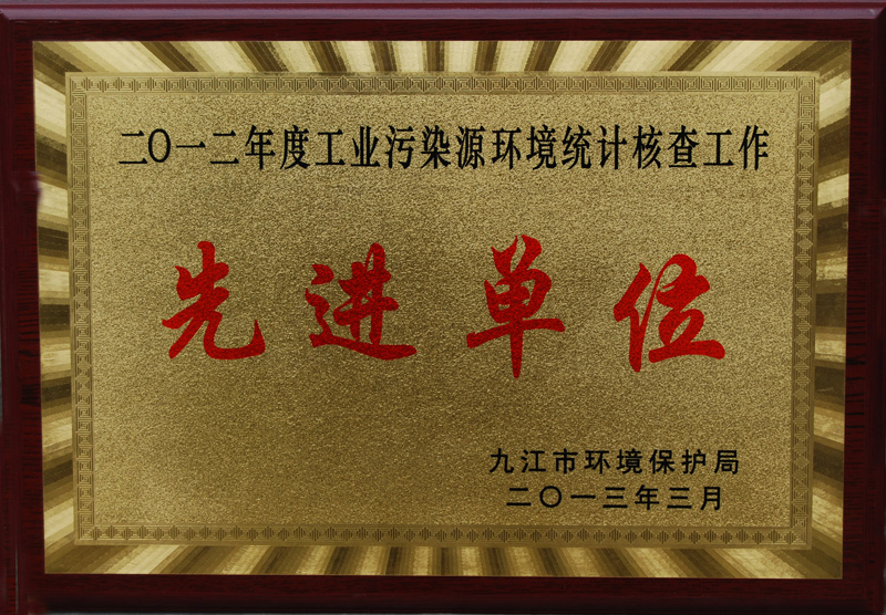 工業污染環境統計核查工作先進單位(江西亞東) 工業污染環境統計核查工作先進單位(江西亞東)