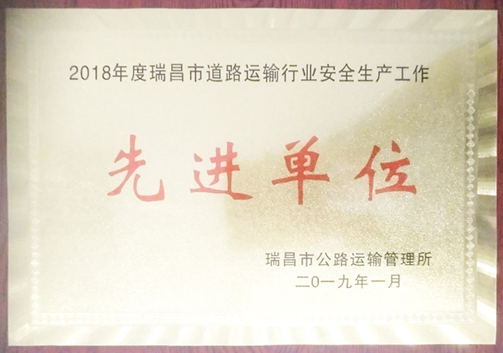 道路運輸行業安全生產工作先進單位(江西亞利) 道路運輸行業安全生產工作先進單位(江西亞利)