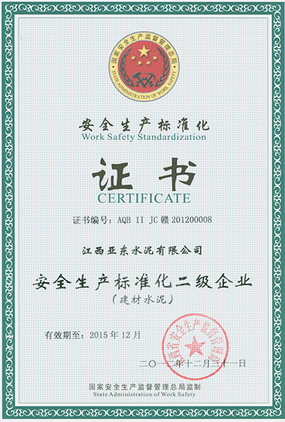 安全生產標準化二級企業(江西亞東) 安全生產標準化二級企業(江西亞東)