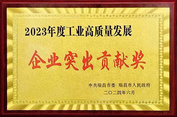 2024年6月24日，瑞昌市召開2023年度全市綜合考核總結暨通報表揚大會，江西亞東獲頒“2023年度工業高質量發展企業突出貢獻獎”。